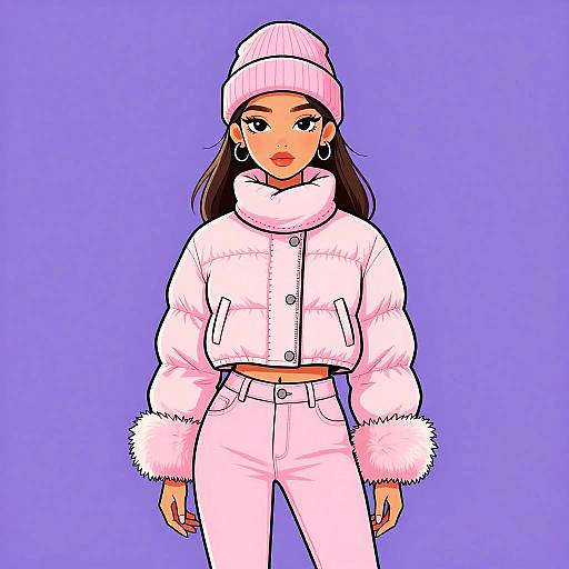 Winter Chic Woman in Pastel Pink