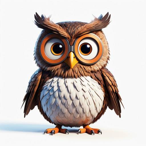 Pixar-Style Anthropomorphic Wise Owl Character
