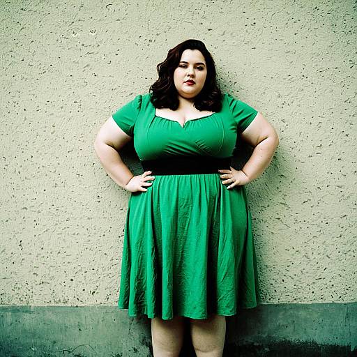 Plus Size Fashion in Green Dress