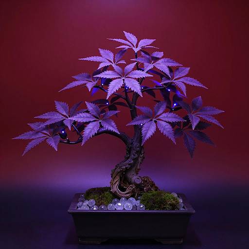 Vibrant LED Bonsai Tree Art