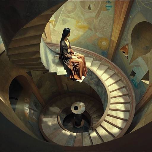 Surreal Helical Staircase Dreamscape