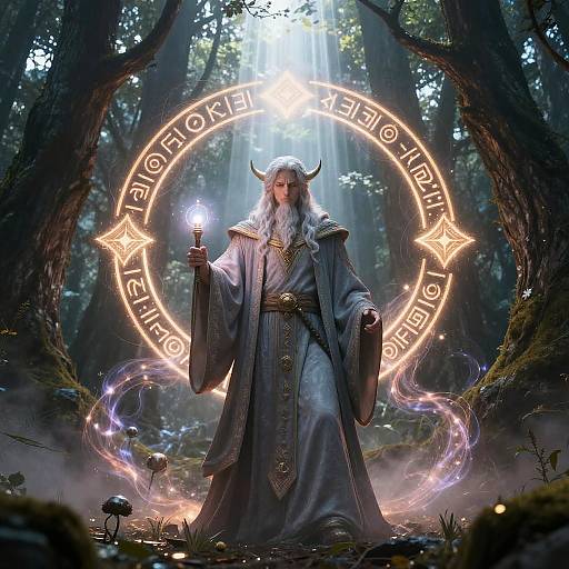 Mystical Mage in Enchanted Forest