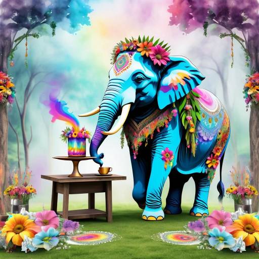 Whimsical Elephant at Bohemian Wedding