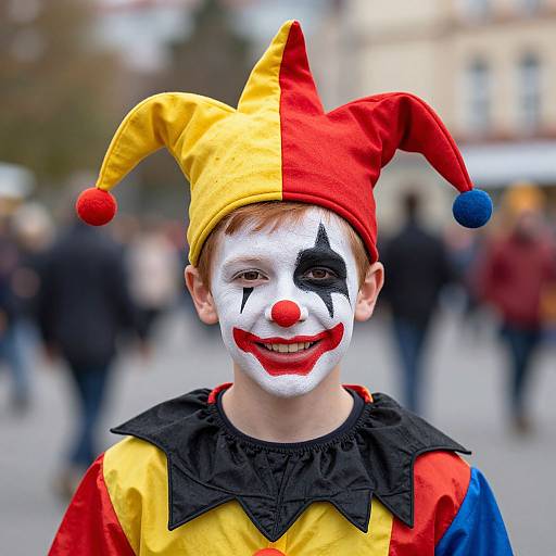 Male Jester in Costume Outdoors