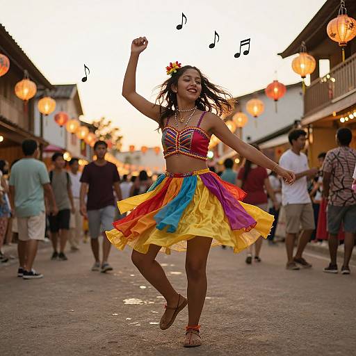 Girl Dancing at Vibrant Street Festival