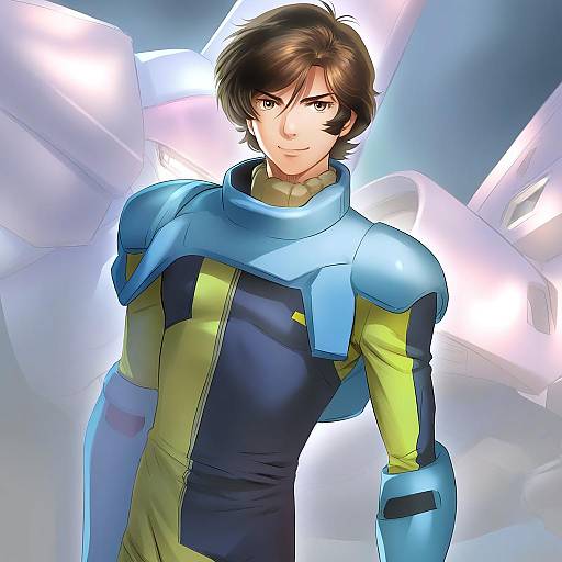 Illustration of Banagher links, gundam in the style of Midori foo
