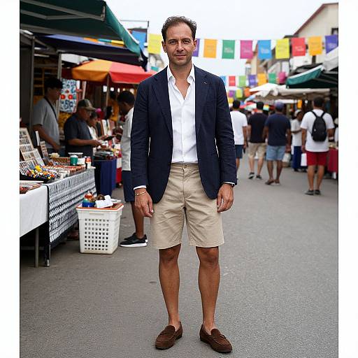 Stylish Man in Vibrant Street Market