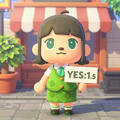 Animal Crossing Character Holding YES Sign