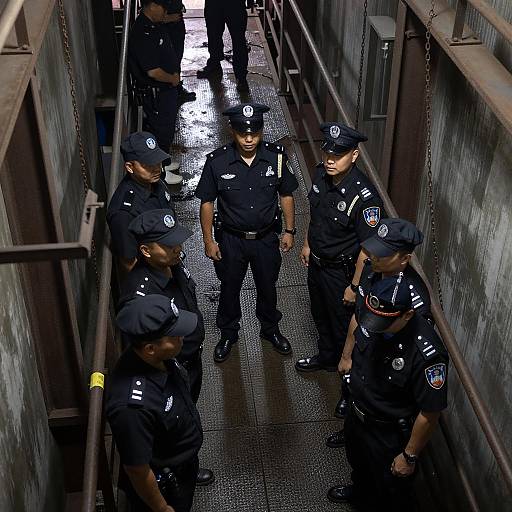 Industrial Scene with Law Enforcement Presence
