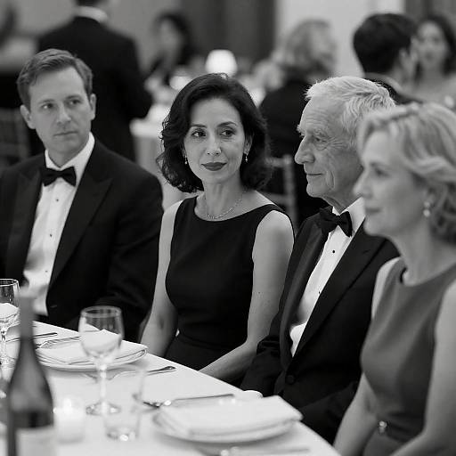Elegant Formal Dinner Gathering in Monochrome