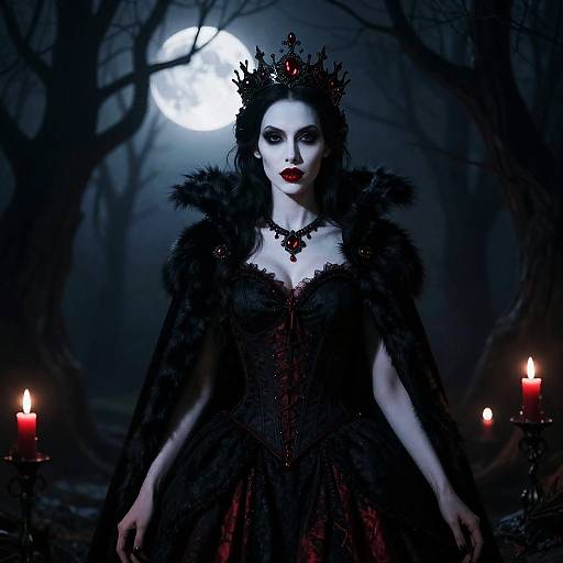 Gothic Queen in Moonlit Forest