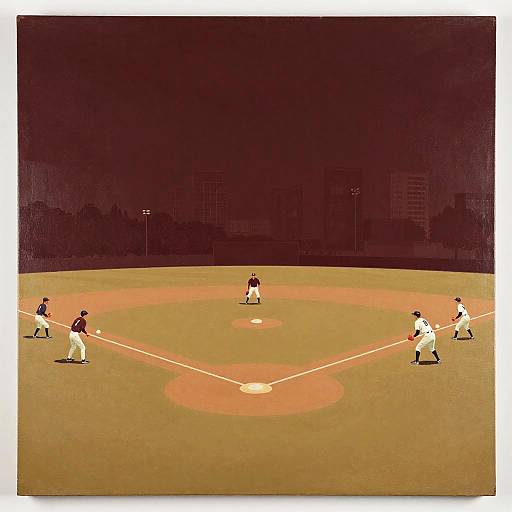 Minimalist Vintage Baseball Scene