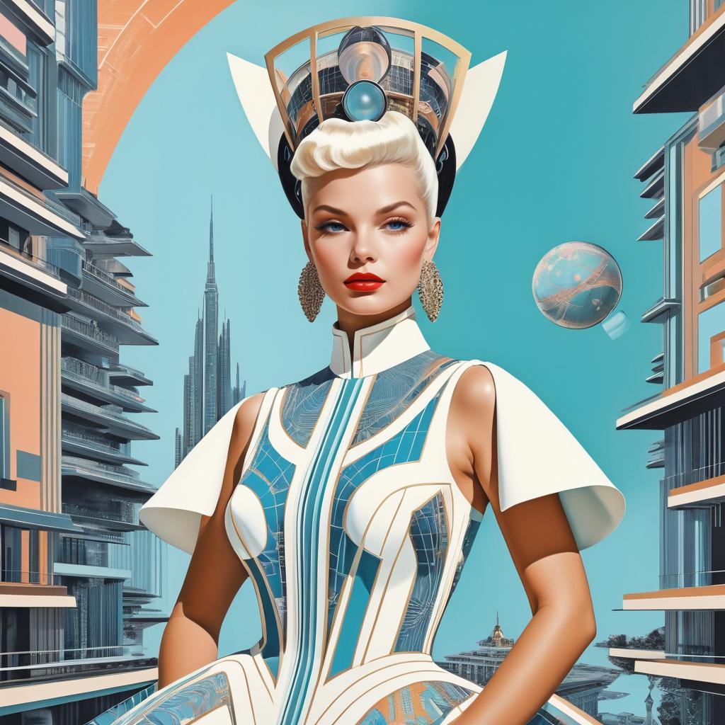 Retro-Futuristic Queen Vintage Art