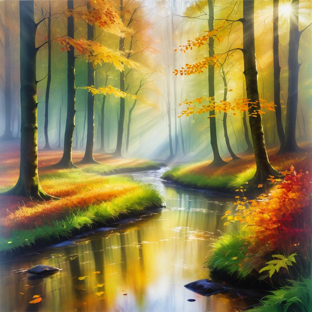 Vibrant Autumn Forest Landscape Artwork