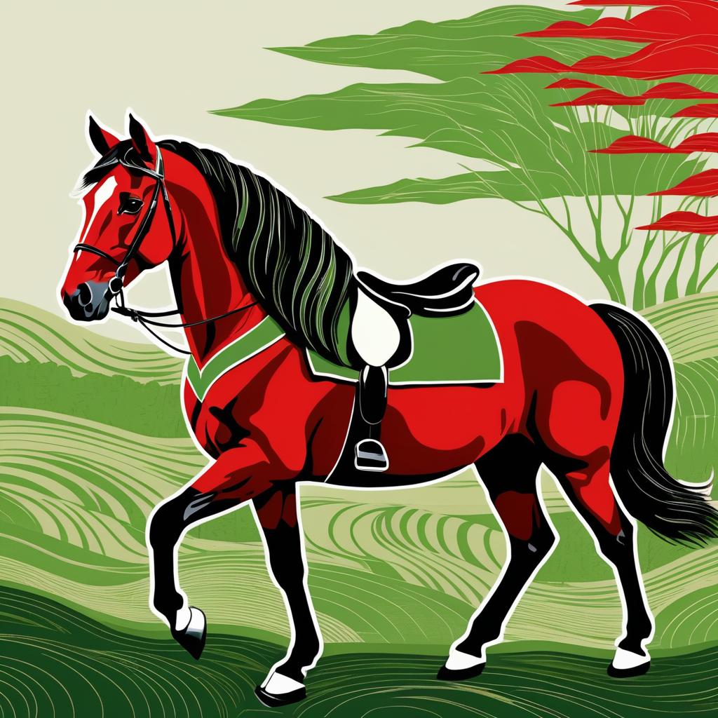 Frida-Inspired Horse Illustration in Bold Colors