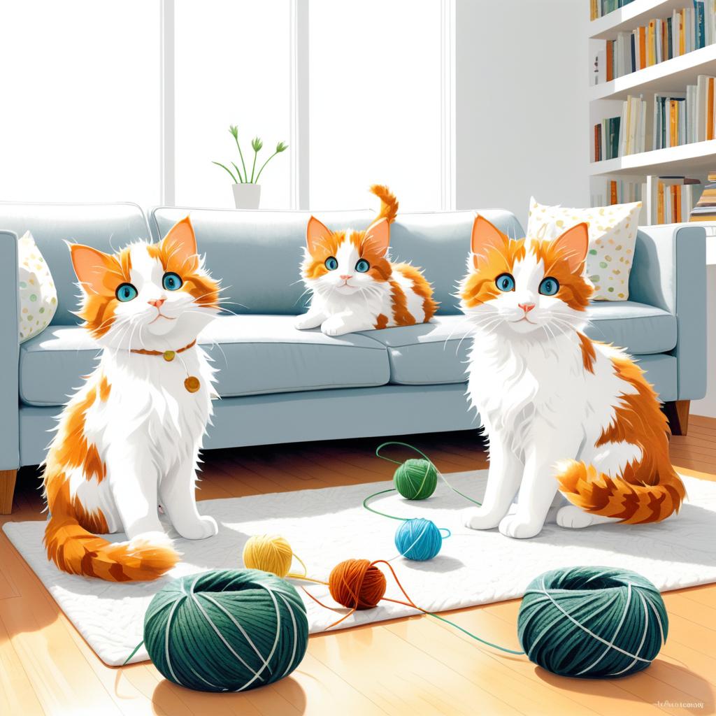 Charming Kittens in Cozy Living Room