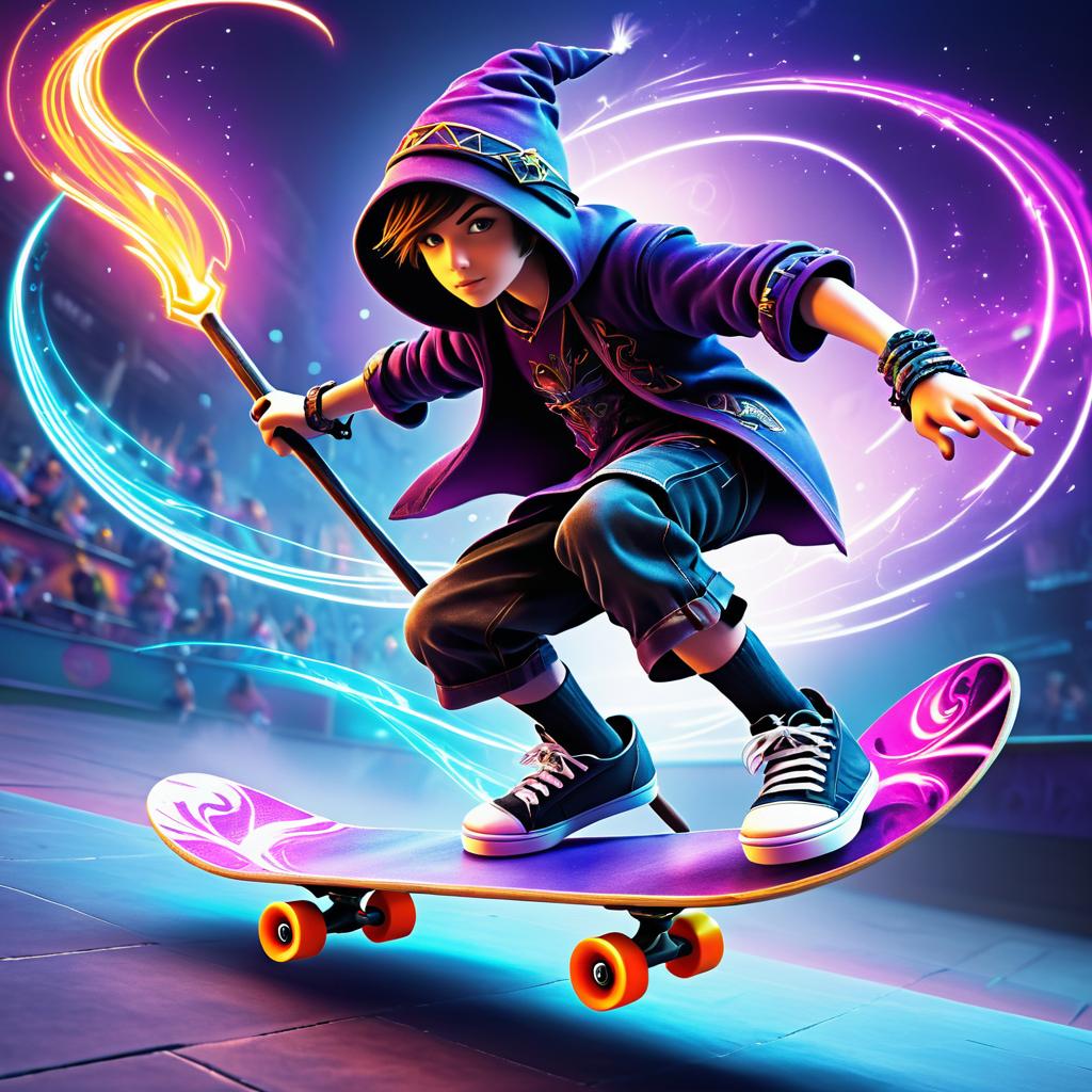 Magical Skateboard Adventures in Fantasy Worlds