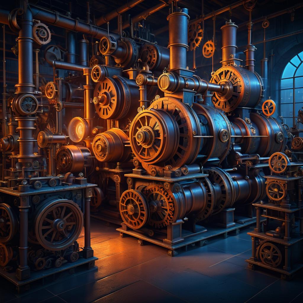 Steam-Powered Workshop with Cogs Illustration