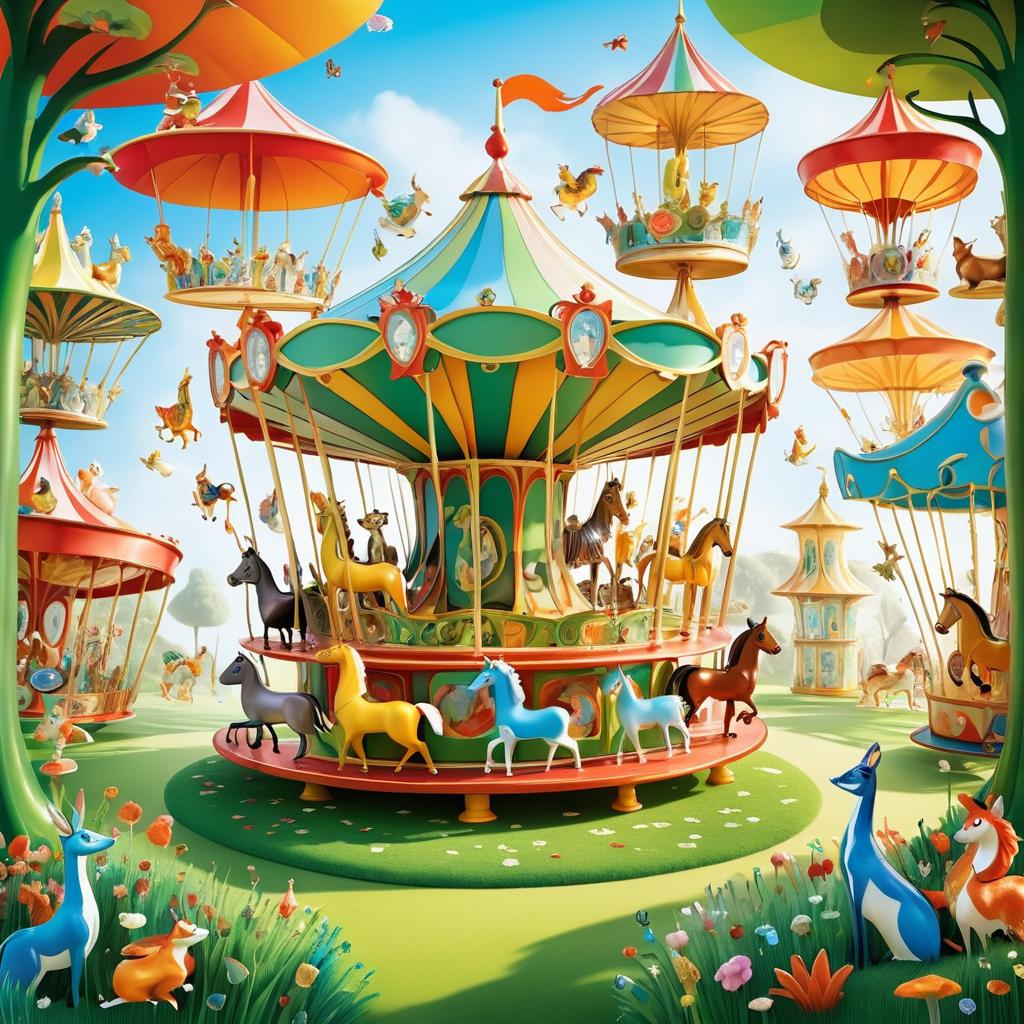 Whimsical Carousel of Playful Animals