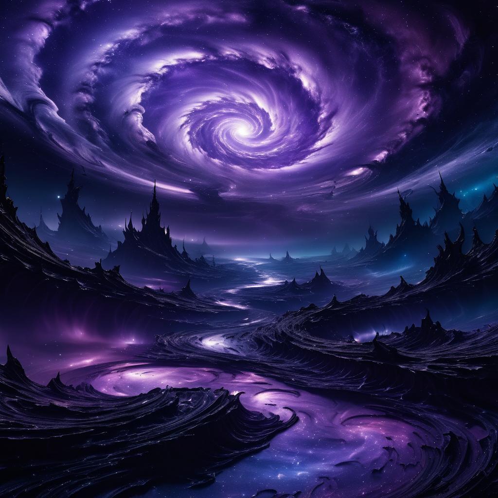 Eerie Cosmic Mystery with Purple Sparks