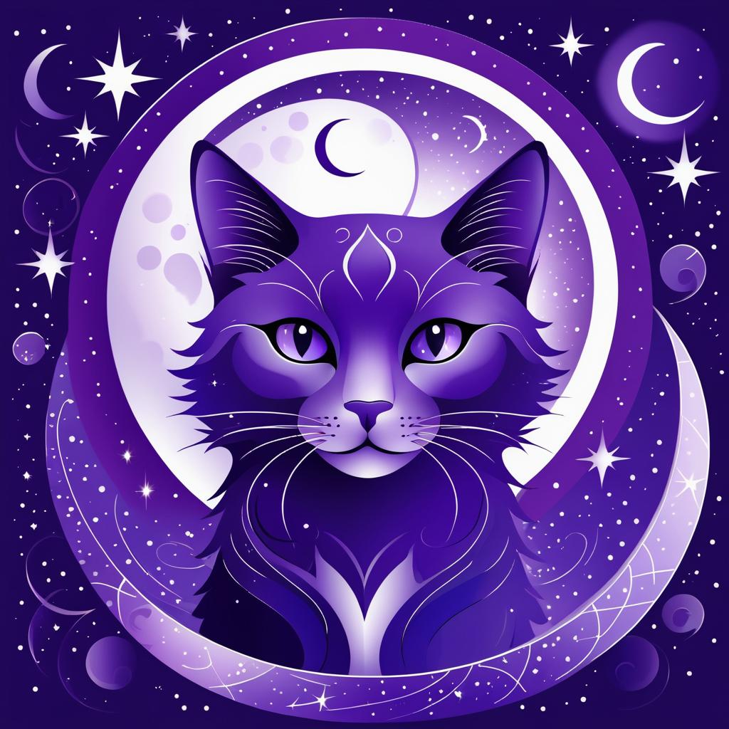 Mysterious Cat Portrait in Cosmic Colors