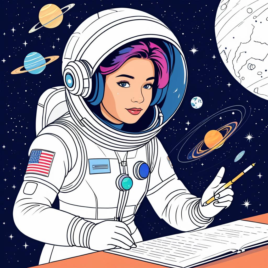 Space Explorer Teaching Astronomy Class Illustration