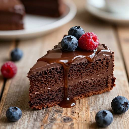 Inviting Chocolate Cake Slice Close-Up