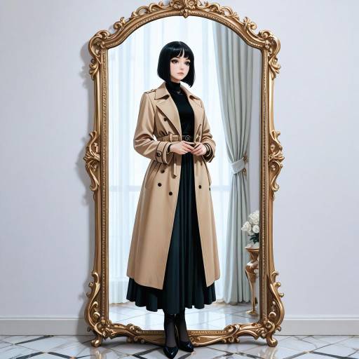 Elegant Solo Girl in Classic Trench Coat