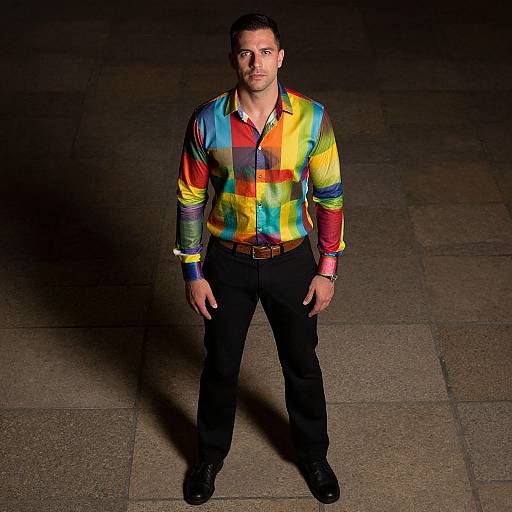 Confident Man in Vibrant Shirt