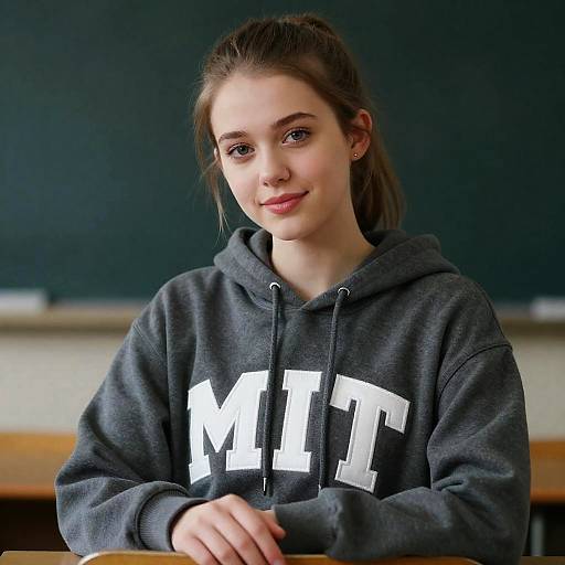 Young Woman in MIT Hoodie Portrait