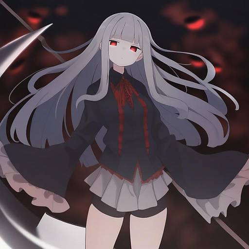 Illustration of Grim reaper, original in the style of Shiwa (siwaa0419)