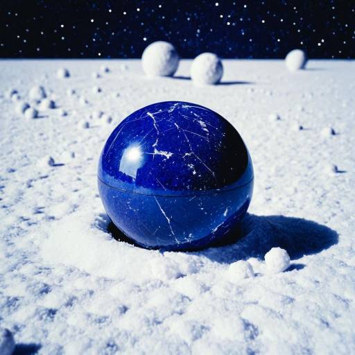 Polished Lapis Lazuli Sphere on Snow Surface