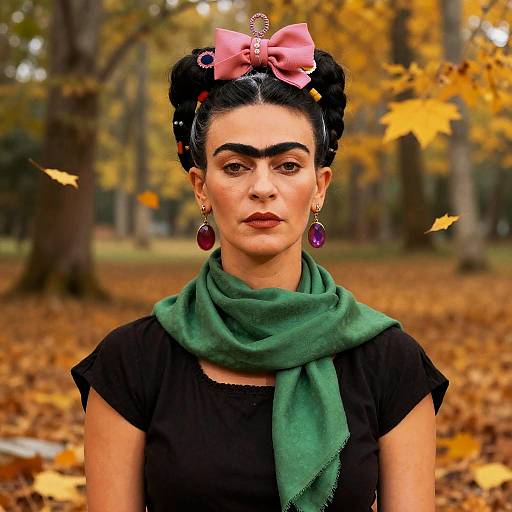Emerald Scarf in Autumn Forest