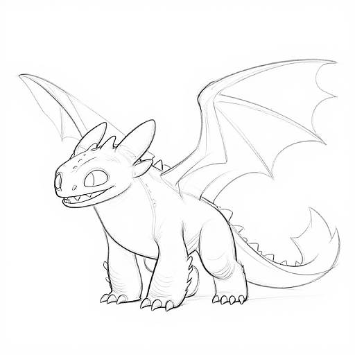 Outline Sketch of Toothless Dragon