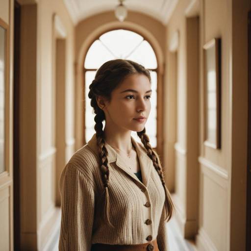 Young Woman with Braids in Hallway