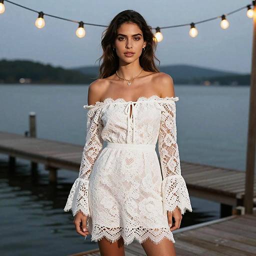 Boho-Chic Woman by Lakeside Dock