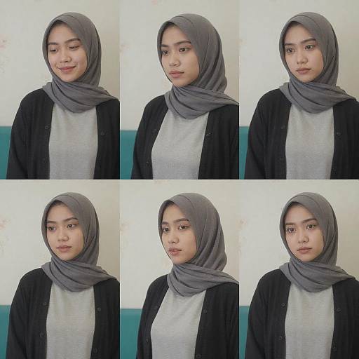 Portrait of Woman in Gray Hijab