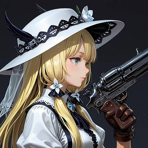 Illustration of Gunner (sekaiju), sekaiju no meikyuu in the style of Murata yuusuke