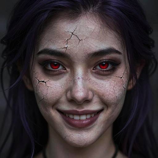 Hyperrealistic Dark Purple Haired Portrait