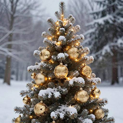 Warm Gold Christmas Tree Magic