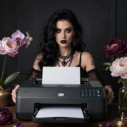Gothic Woman with Inkjet Printer