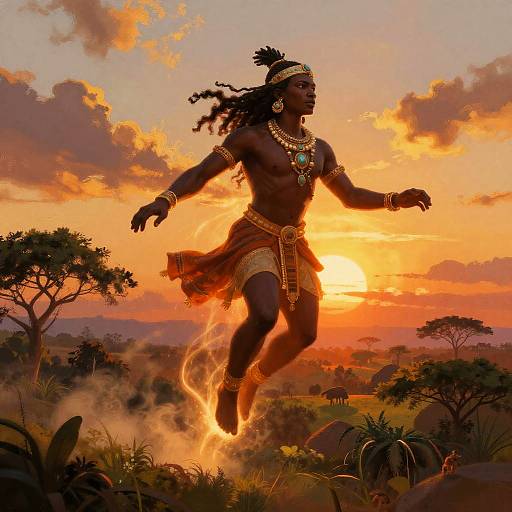 Divine Onyankopon Over African Sunset