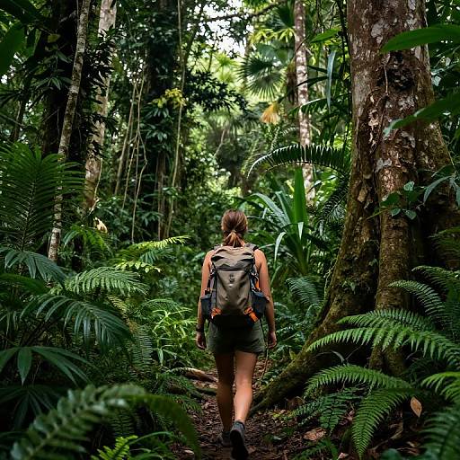 Female Adventurer in Tropical Jungle