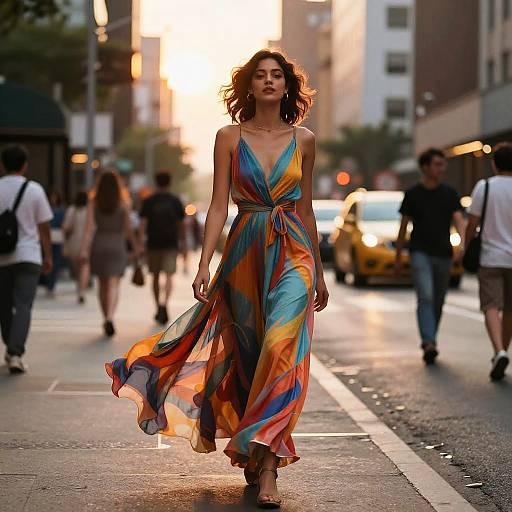 Confident Woman in Vibrant City