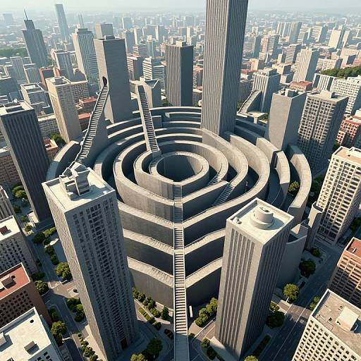 Surreal Aerial Cityscape with Impossible Architecture