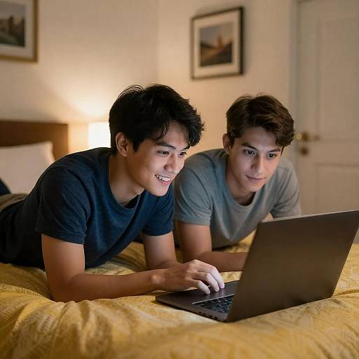 Casual Scene of Friends and Technology