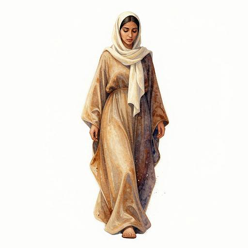 Minimalist Aquarelle Portrait of Arab Woman