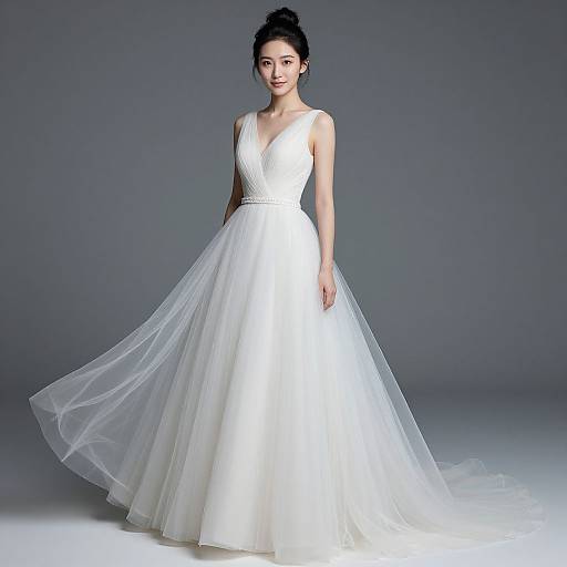 Elegant Flowy Wedding Dress with Tulle