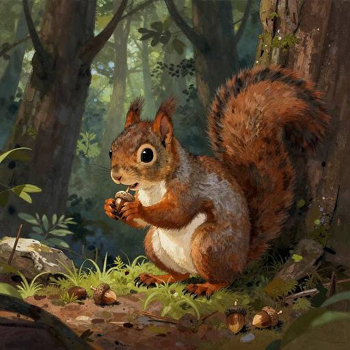 Curious Squirrel in Enchanted Forest