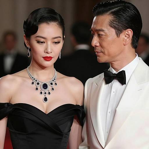 Elegant Couple in Formal Attire at Event